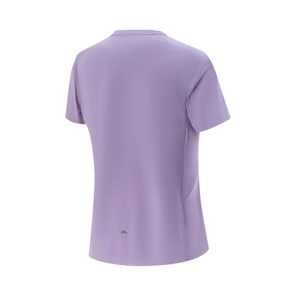 Li Ning Running Series Solid Color Breathable Versatile Short Sleeve T-Shirt Women T-Shirts Aviation-Purple ATSV376-5