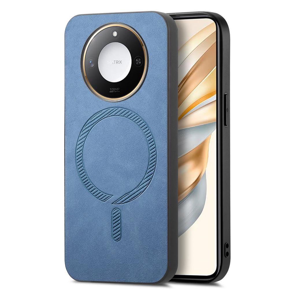 For Honor X60 5G Leather Back Case Compatible with MagSafe Skin-touch Phone Cover