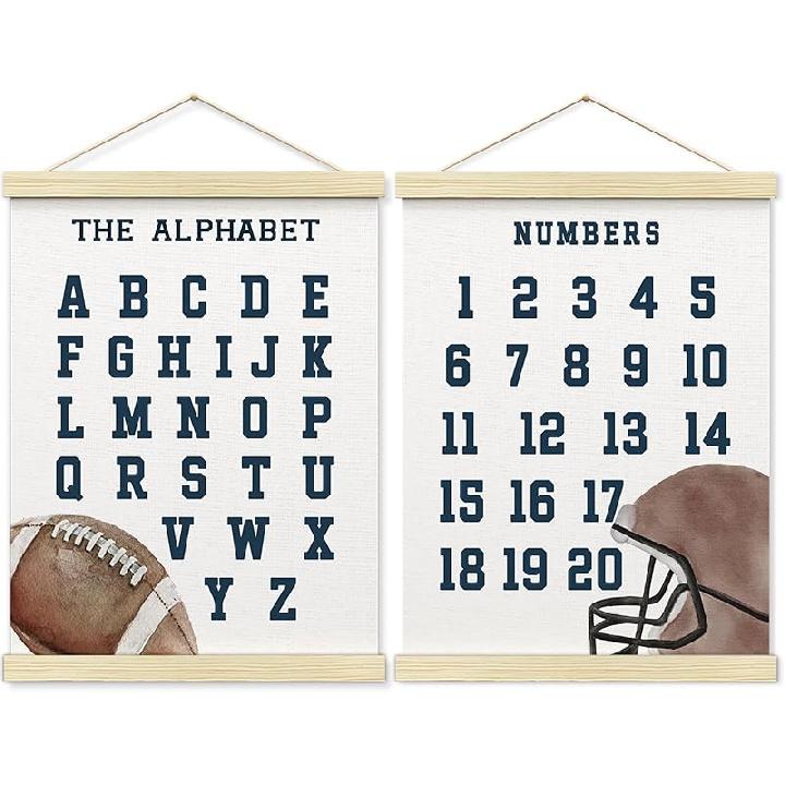 BONETAT Numbers alphabet poster for Nursery Toddlers, Play Room Wall Decor, ABC Wall Chart, Wall Hanging Decor for Toddler Playroom Decor Kids Wall