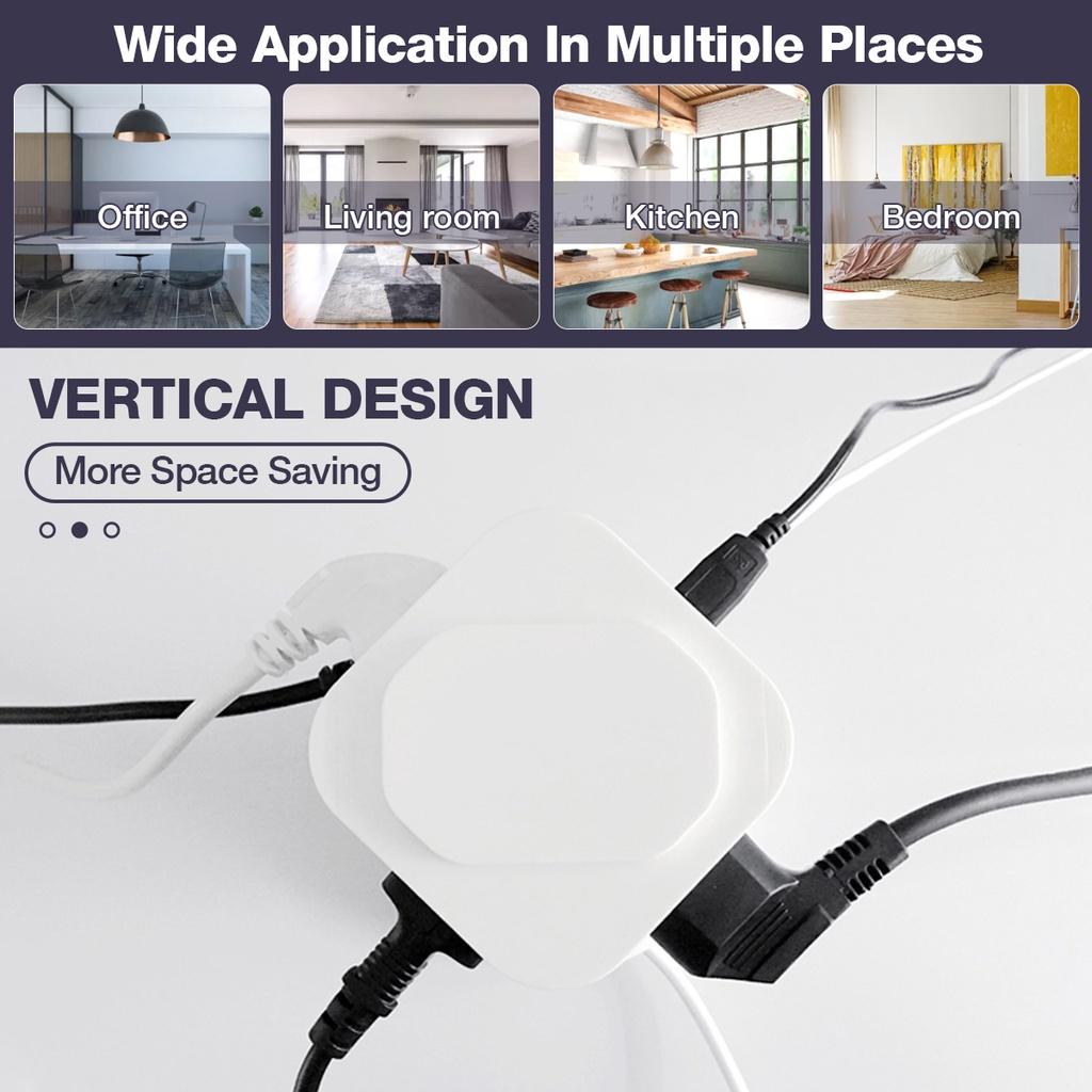 100v-250v Vertical Power Socket Powerboard Outlet Plug Extension Multi USB Ports Charger Socket Power Strip White 3500w