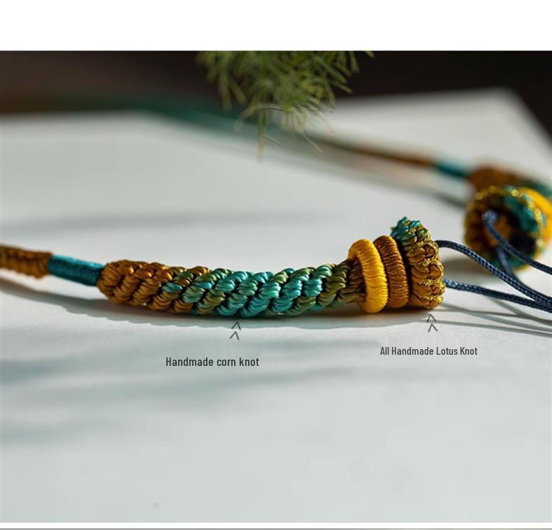 Hand-Woven Amber Turquoise Dzi Bead Sweater Chain for Men and Women