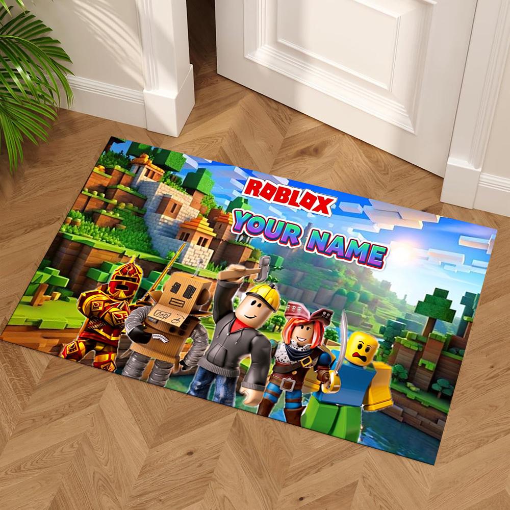 Roblox Customize Text Floor Rug Office Rug Design for Foyer Hallway Decorate Room Playrooms Antislip Carpet Anime Office Decor