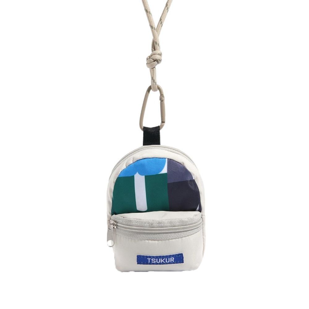 Multifunctional Keyring Pendant Canvas Earphone Storage Bag Neck Hanging Coin Purse  Girl