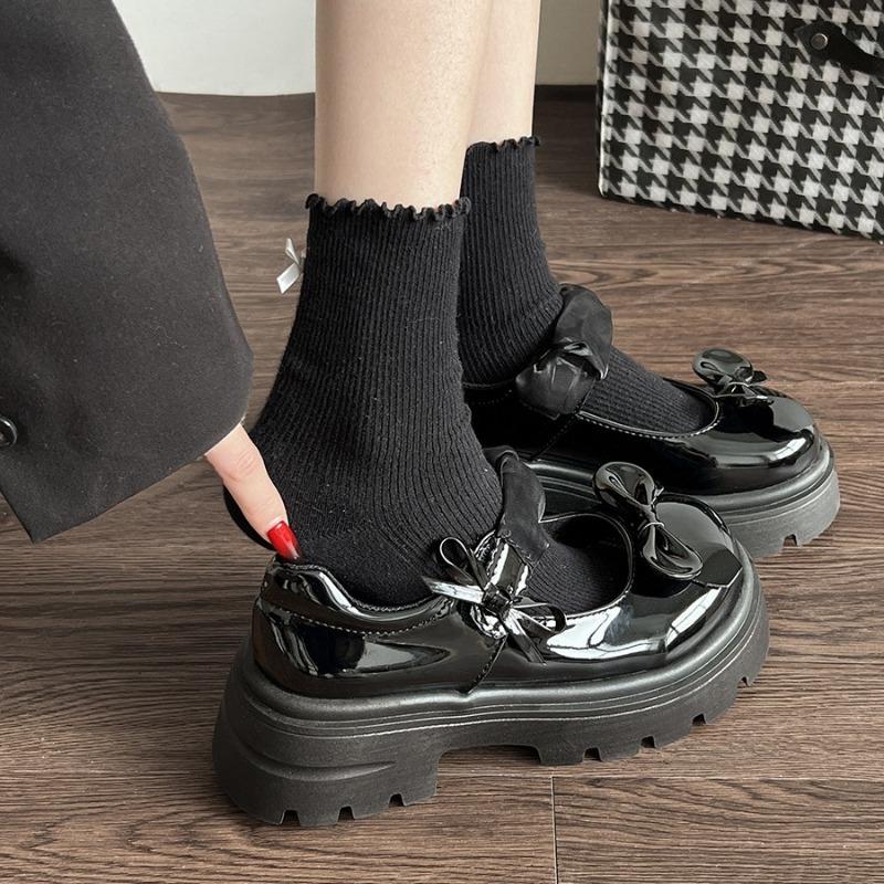 Fashion Shoes Woman Platform Dress New Retro Rome Mary Janes 2025 Spring Elegant Japanese Style PU Leather Bow Ladies' Single Shoes