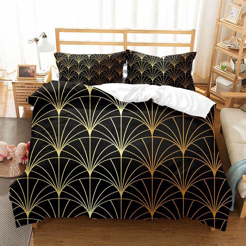 High-grade Luxury Quilt Set Included Duvet Cove Pillowcase European And American Style Geometric Patterns King Size Bedding Set