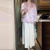 2024 Cool Zen-Style Women's Pink Hanfu Shirt Jacket for Early Autumn