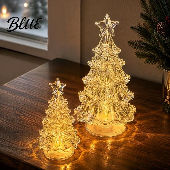 Portable Battery Powered Light LED Christmas Tree Night with Star, Glowing Romantic Atmosphere Light, Ambient Operated Xmas for Fireplace Centerpiece