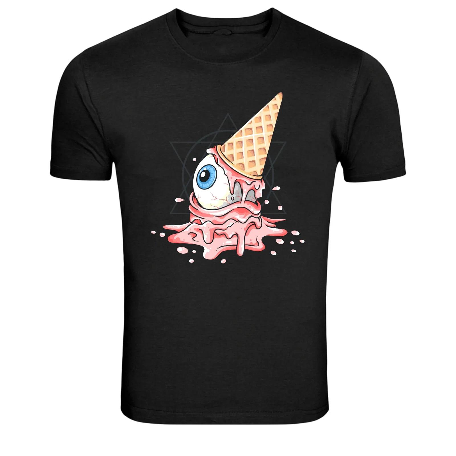 Melting Eyeball Ice Cream Creepy Funny Graphic T-Shirt 3XL