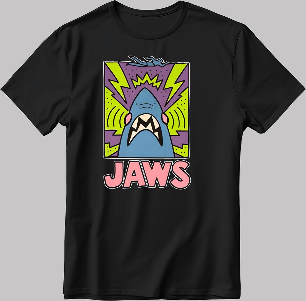 

Челюсти Фильм ручной рисунок, Футболка мужская/женская с коротким рукавом, белая/черная DE400 4XL