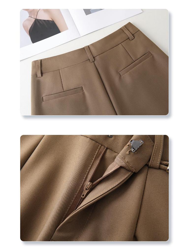 Women's Black Suit Shorts - 2025 Spring Collection: Loose, High-Waisted, Wide-Leg, Casual Five-Point Pants.