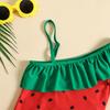 Kid Sleeveless Ruffle Strapless Cartoon Strawberry Print One Piece Swimsuit Bikini Swimwear 1 Piece Cartoon Sleeveless Swim Suit