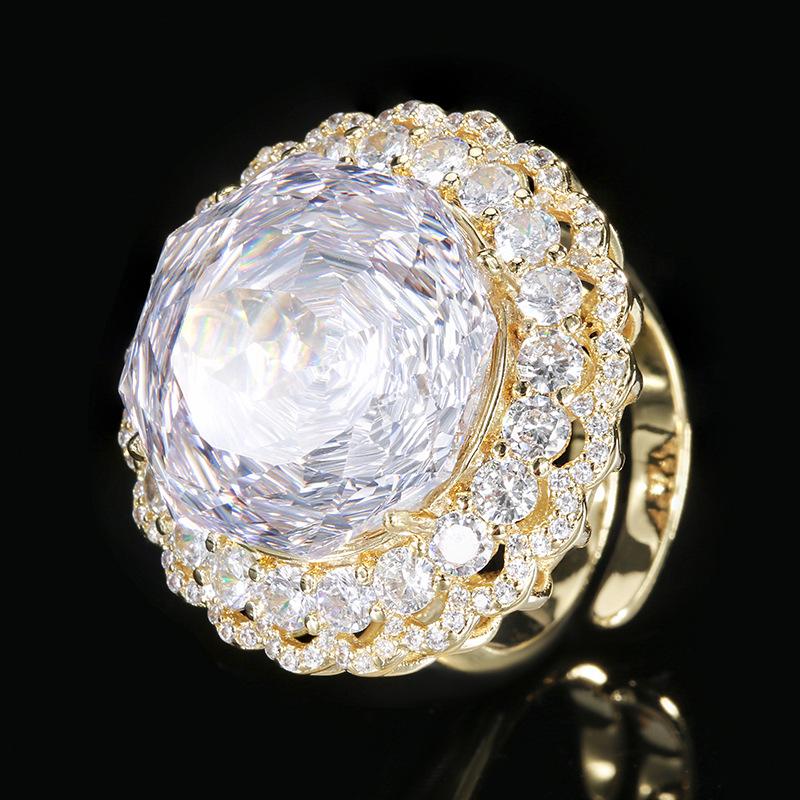 

Popular Jewelry Copper Bottom Gold-Plated Rose Cut Light Luxury Gold Set Heroine Stone 18Mm