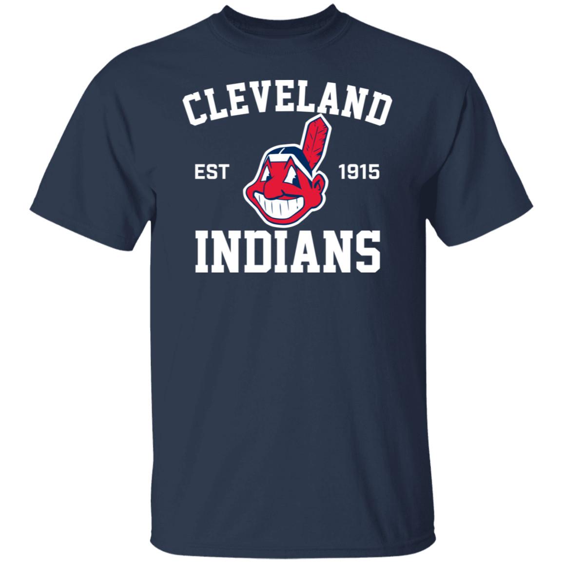 Cleveland Indians Est 1915 Tee Shirt Chief Wahoo Gift Men Navy Unisex All size XXXXL