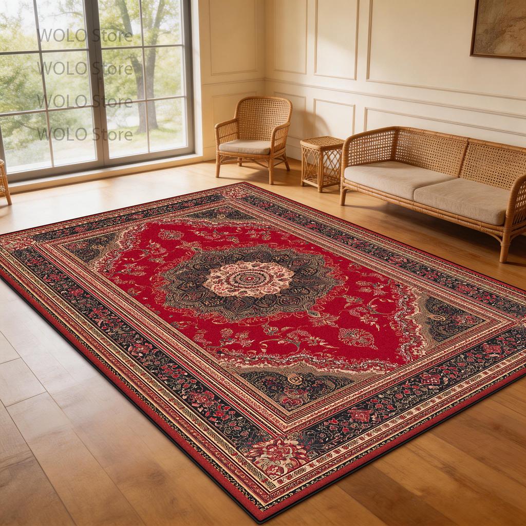 Persian-Style Floor Mat Classical Living Room Large Size Non-Slip Carpet Floor Bedroom and Living Room Lounge Rug Easy Clean