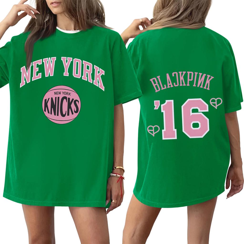 Damski T-shirt z krótkim rękawem i nadrukiem z okrągłym dekoltem