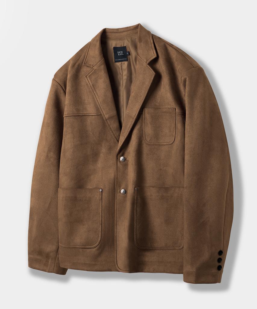 Dimitri Black Faux Suede Blazer Jacket_Mocha