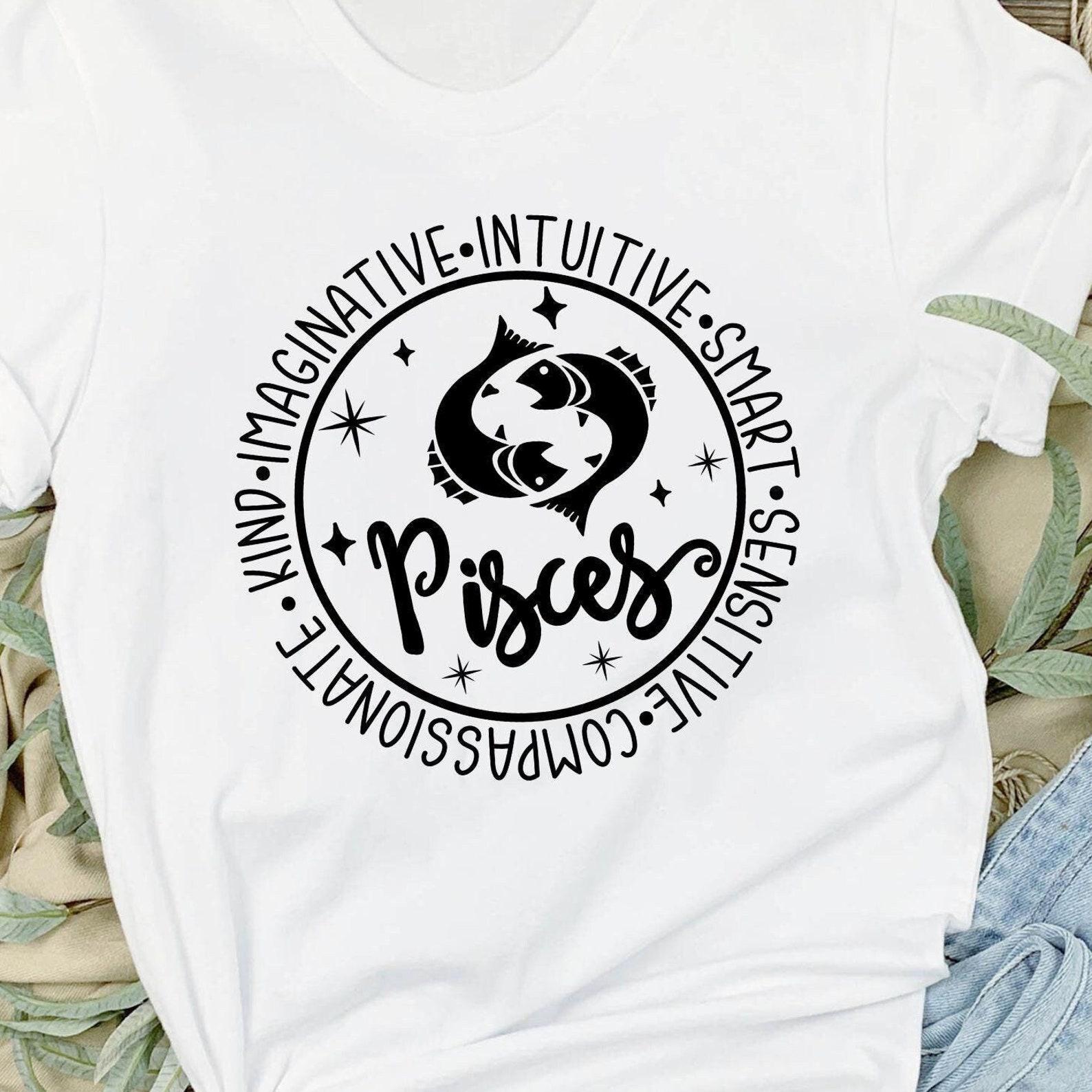 Pisces Tee, Astrological Sign Shirt, Birthday Gift, Zodiac T-shirt, Fish Symbol Top, February March Present, Horoscope Apparel, 8 colors XL