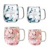 Yousheng Double Wall Glass Cup with Dried Flowers Insulated Espresso Coffee Mug Heat-Resistant Dual Layered Glass for Home Kitchen Party