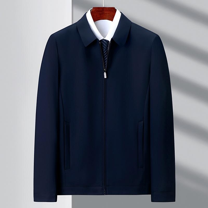 Jaquetas masculinas de alta qualidade para primavera e outono, jaquetas masculinas de seda amora com lapela casual para pais de meia-idade e idosos