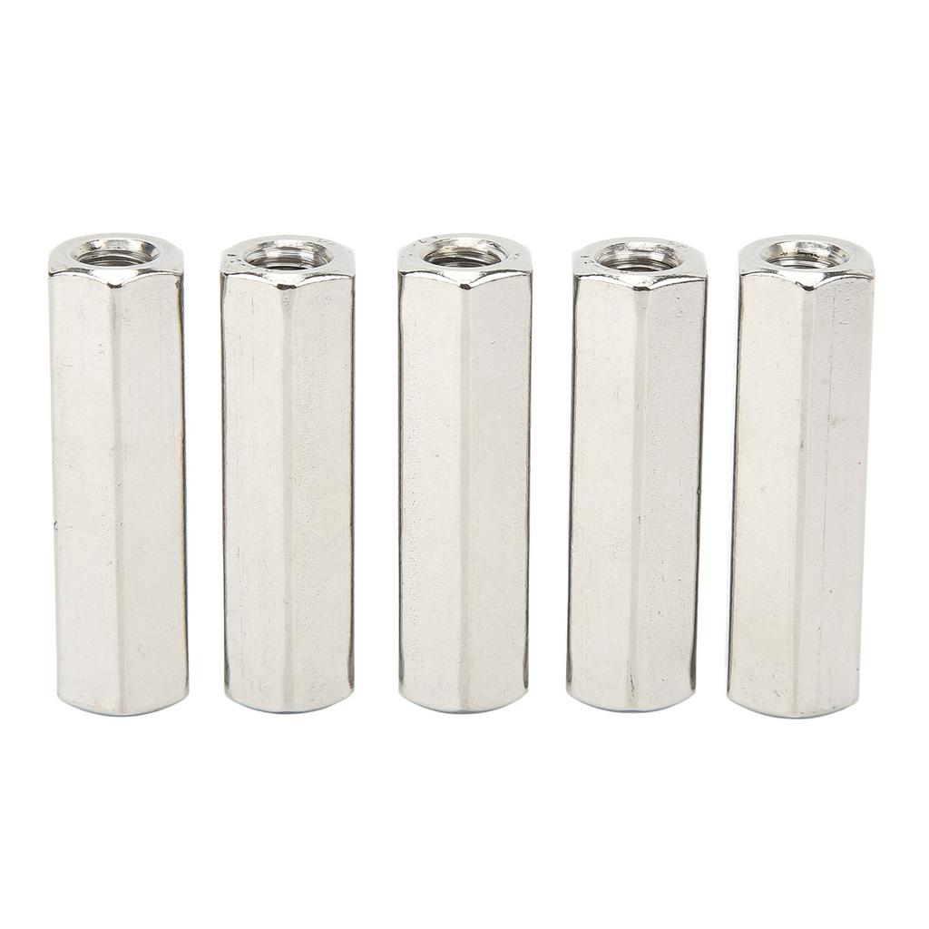 5 Stück Silber M10 Sechskant-Verbindungsmutter Rostfrei 6 Seiten Edelstahl Verbindungsmutter-Set für Wartung