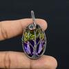 Bi Color Tourmaline Handmade Copper Wire Wrap Jewely Pendant 2.2" C4F55