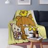 Rilakkuma With Flowers Blanket Soft Warm Flannel Throw Blanket Bedspread for Bed Living Room Picnic Travel Home Sofa
