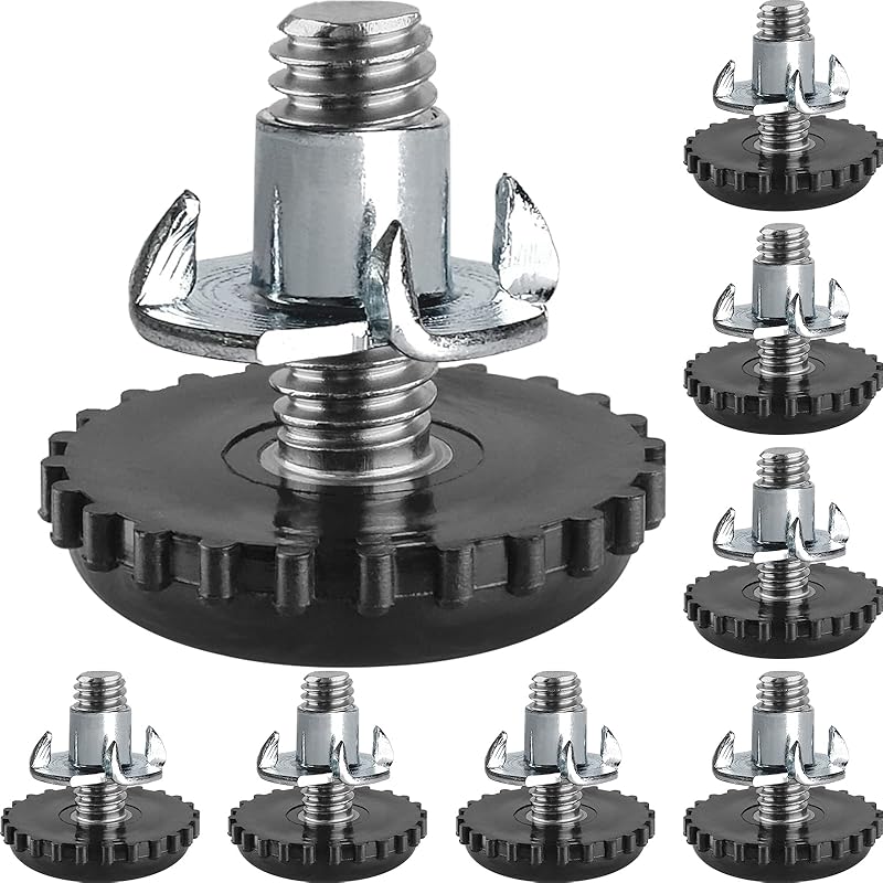 Anwenk Stainless Steel Patio Furniture Leveling Feet 1/4-20 Screw In Threaded Outdoor Furniture Levelers Adjustable Table Chair Levelers Feet Glides