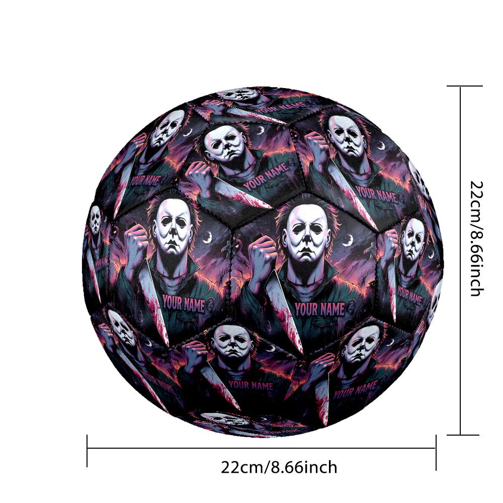 Custom Text Size 5 Soccer Ball, Standard Match Football For OutdoorHalloween Michael Myers