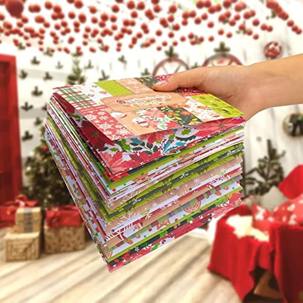 Classic Christmas Scrapbook Paper Scrapbooking Patterned  Pack DIY Craft Background  12sheets/24 Sheets 6"X6"