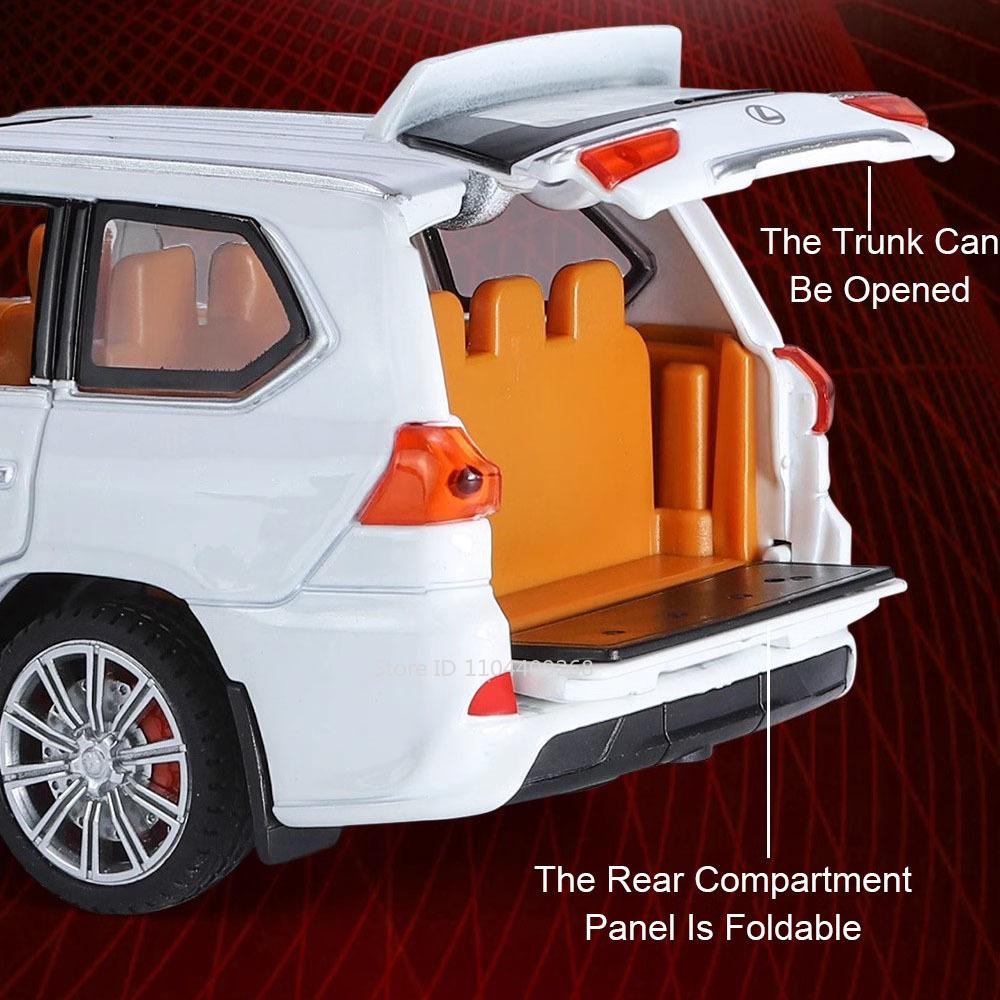 1:32 LX570 GLS580 SUV Car Model Toy Diecast Metal Doors Opened Sound Light Pull Back Off-road Vehicle Models Decorative Gifts