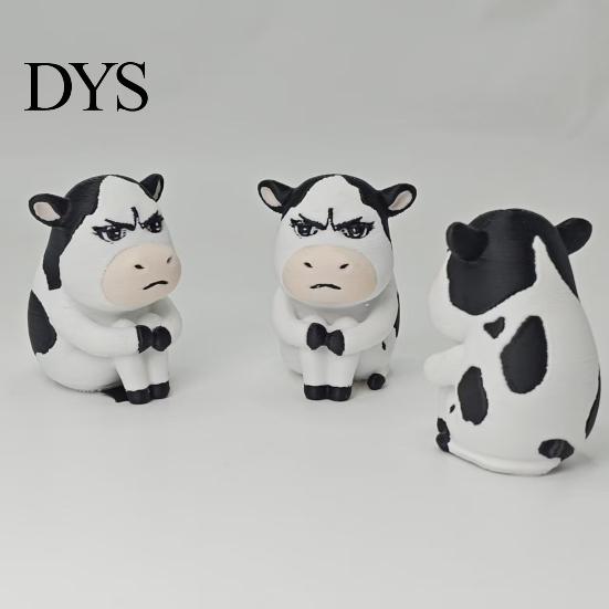 3D Printed Cow Toy Dairy Figurine, Cartoon Cattle Statue for Desk Decor, Figurine Mini Sculpture Home Office, Gift Animal Lovers Accessory