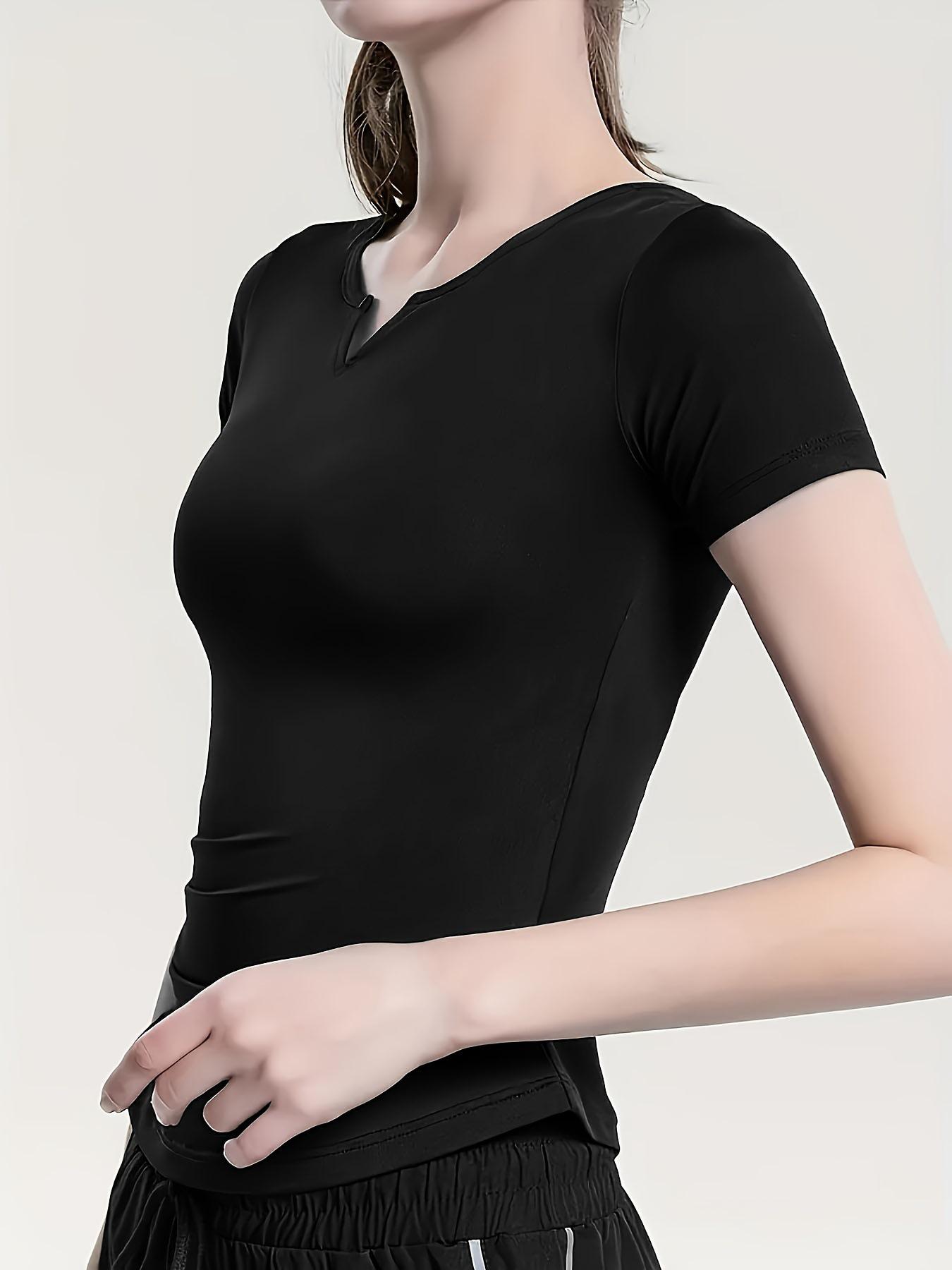 

Женская дышащая спортивная футболка с V-образным вырезом, облегающего кроя 4XL чёрный