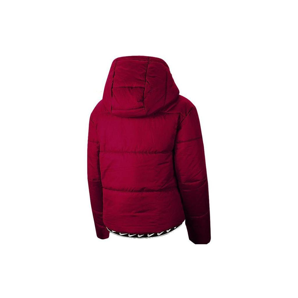 Nike Logo Printed Letter Sports Casual Hooded Warm Cotton Jacket Women Jacket Red CJ7579-677