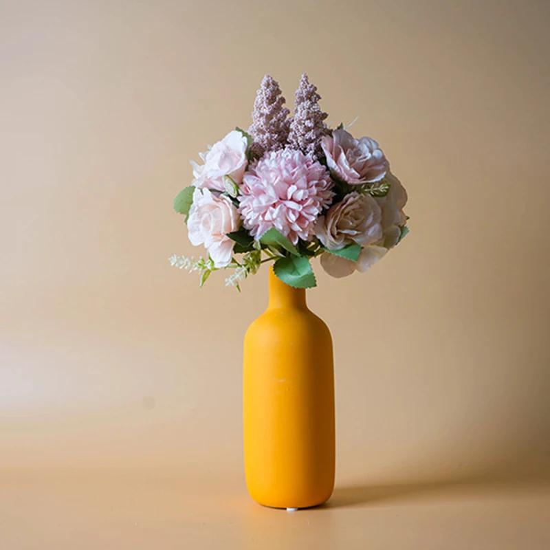 Nordic Ceramic Vase  Decoration Dry Flower Arrangement Home Furnishings  For Table Shelf Dining Room