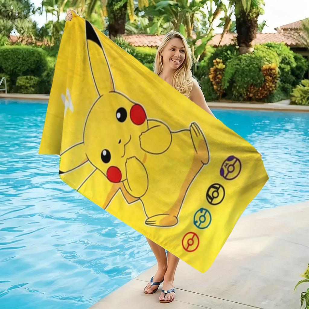 Süßes Pikachu Strandtuch Badetuch Weiches Saugfähiges Badetuch für Badezimmer Pool Yoga Strand