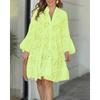 Spring Autumn Solid Color V-neck Loose Embroidered Hollow Out Lace Dress for Women European American Crossbody Casual Dress