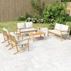 Vidaxl 5-Cz. Garden Furniture Set, Cream Cushions, Bamboo