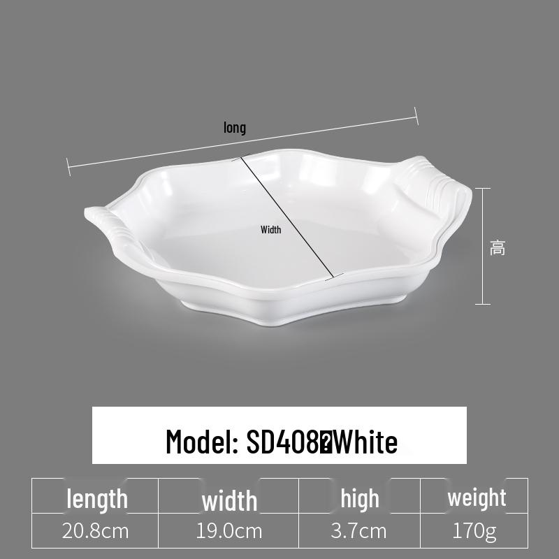 Irregular Shaped White Melamine Plates for Hotel & Restaurant - Porcelain Imitation Cold Dish Saucers