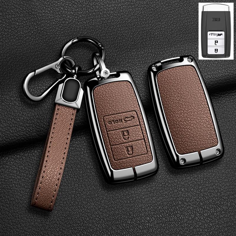 Auto Zinklegierung Leder Schlüssel Fernbedienung Hülle Abdeckung Für Acura RLX MDX CDX TLX-L NSX RDX Schutzhülle Schlüsselanhänger Auto Schlüsselanhänger Zubehör