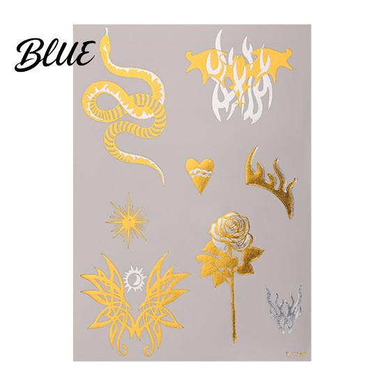 Decorative Body Art Decals Golden Silver-color Metallic Tattoo Sticker for Women Girls Temporary Tattoos Face Arm Decoration Waterproof Fake