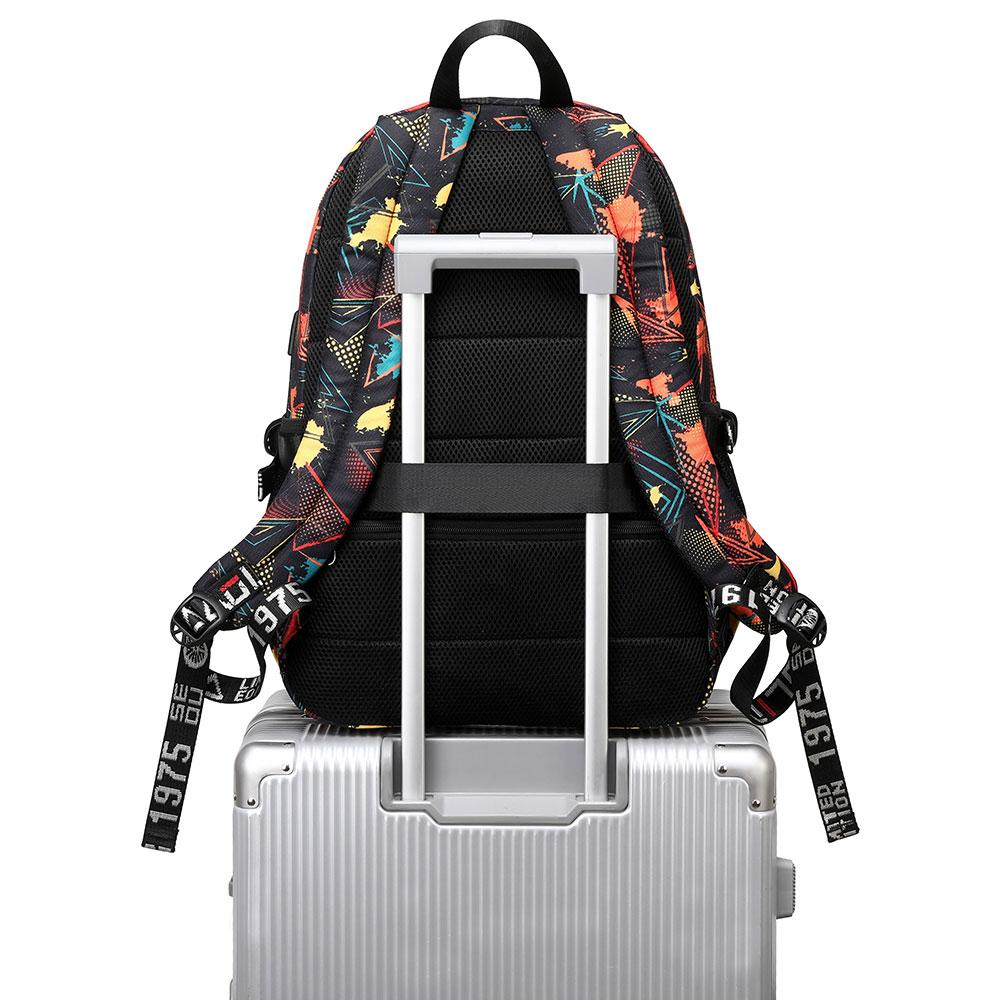 Graffiti Print Backpack with Reflective Strip,Back To School Bag for Boys Girl USB Men Women Laptop Backpack For College student