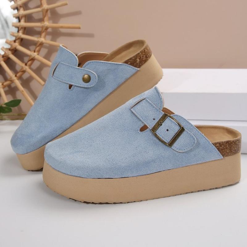 Fashion Women Cork Slippers Fashion Mules Slide Women Women Retro Slippers Cork Clogs Slippers Slip-on House Flat Shoes Beach Sandals