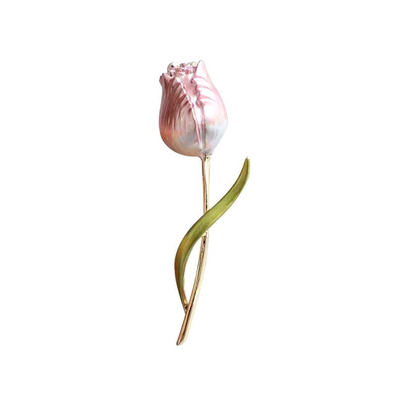 Japanische Exquisite Rosa Tulpe Brosche, Hochwertiges Temperament Anzug Corsage Accessoires, Elegante Dame Pin Schnalle Kragen Pin