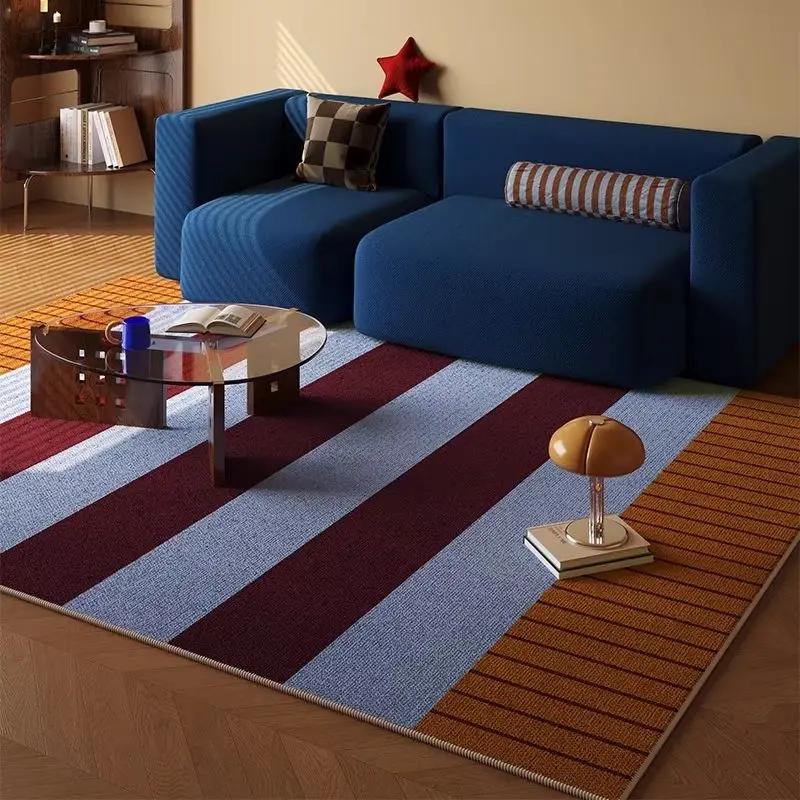 Vintage Circle Pile Carpet Living Room Bedroom Large Area Carpet Colorful Dopamine Check Cloakroom Carpet Home Decor Rug
