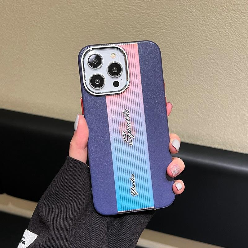 

Подходящий для iPhone14 чехол для телефона с лазерной текстурой кожи, металлическое кольцо для объектива Apple 13ProMax, 12 противоударный защитный чехол iPhone14