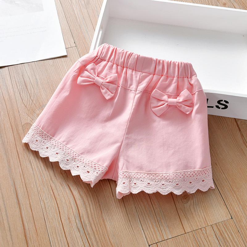 

Детские летние новые однотонные корейские брюки, короткие брюки для девочек, повседневные джинсы, детские черные шорты, детские брюки, детские шорты 130 розовый