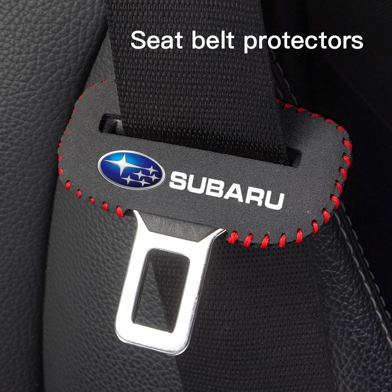 Car Safety Belt Buckle Plug Leather v Cover For Subaru STI Forester Impreza Legacy Outback XV BRZ WRX Tribeca