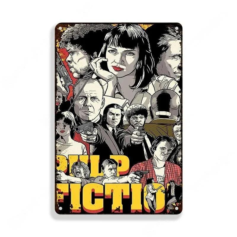 Metal Tin Sign Poster Pulp Fiction Film Metal Plaque Poster Decor for Bar Club Wall Decor Retro Home Bedroom Vintage Wall Pla