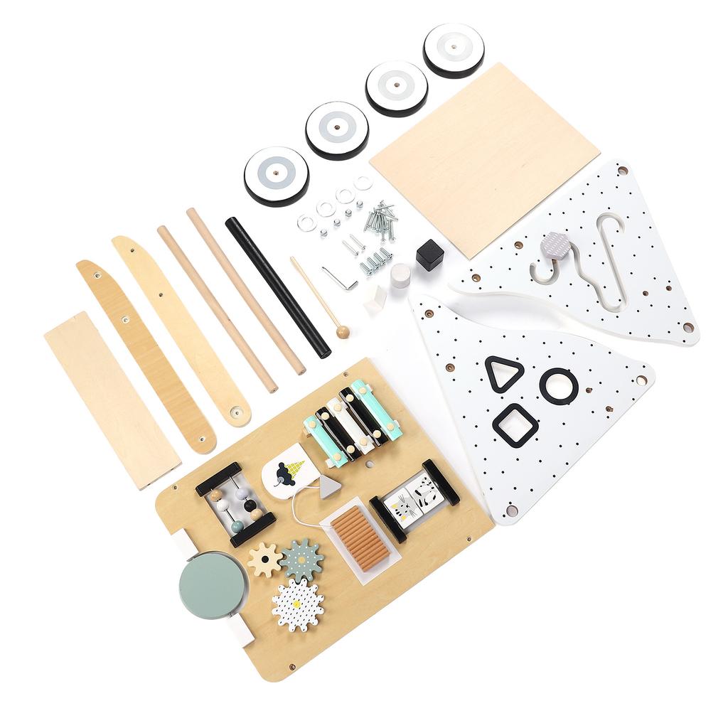 Wooden Baby Walker with Roller Develops Motor Skills Multiple Activities Push Pull Learning Walker