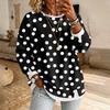 Women's Casual Long Sleeve Polka Dot Pullover Top Two Piece Neck Blouse